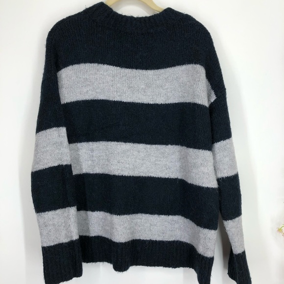 Magaschoni men’s navy and gray wool alpaca blend striped sweater - Picture 5 of 5